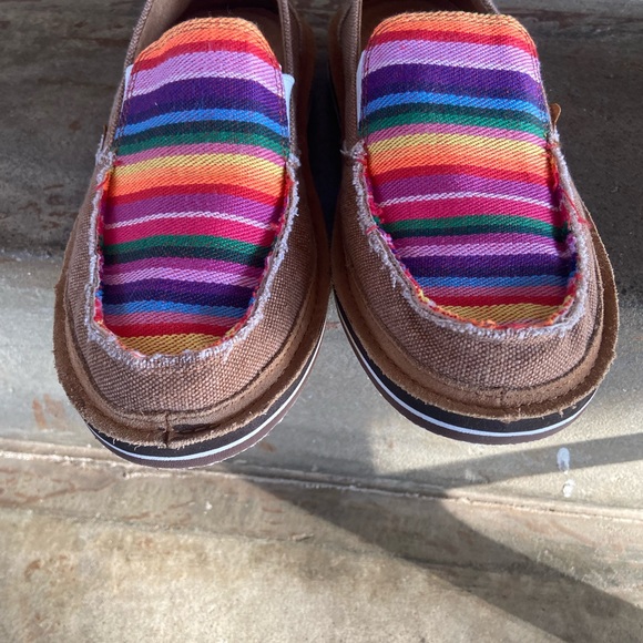 Lamo Women's Brown Slip-On Loafers with Multicolor Striped Upper - Picture 4 of 8